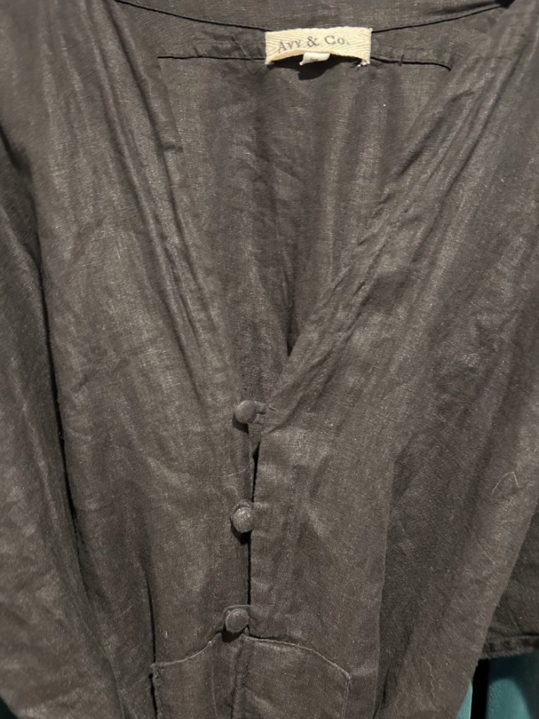 Avy And Co Iris Black Linen Long Sleeve Jumpsuit Australian Slow Fashion Os Nwot — image 6 of 8